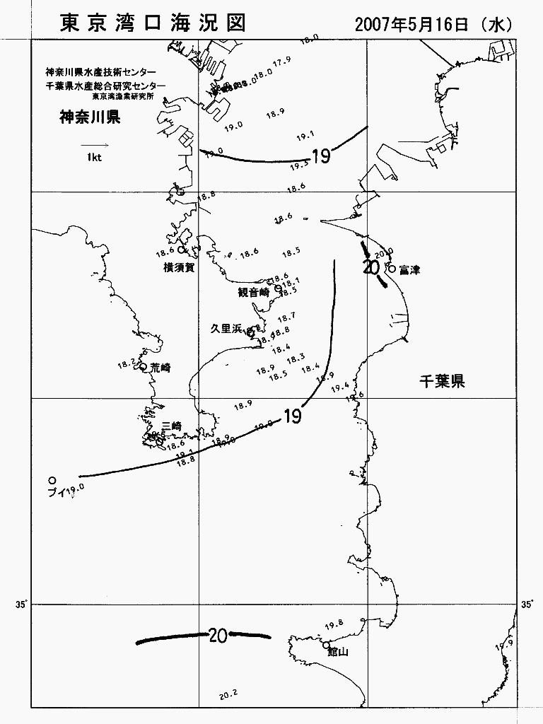海況図, 東京湾口海況図 検索結果, (水温分布 等を図示)