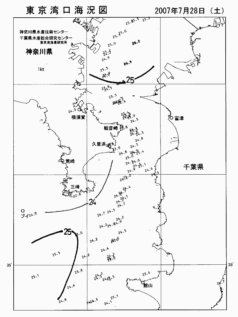 海況図, 東京湾口海況図 検索結果, (水温分布 等を図示)