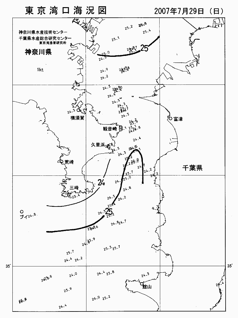 海況図, 東京湾口海況図 検索結果, (水温分布 等を図示)