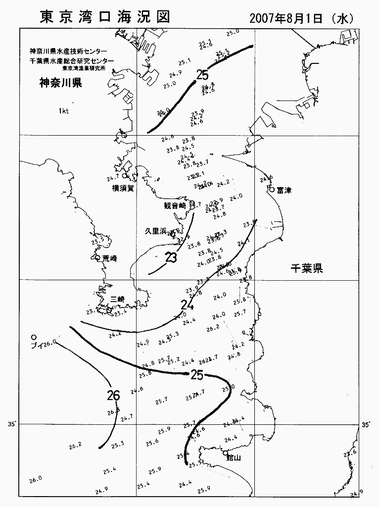 海況図, 東京湾口海況図 検索結果, (水温分布 等を図示)