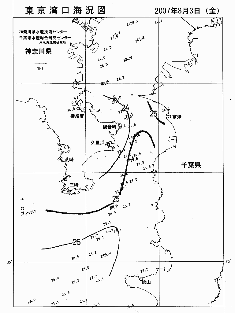 海況図, 東京湾口海況図 検索結果, (水温分布 等を図示)
