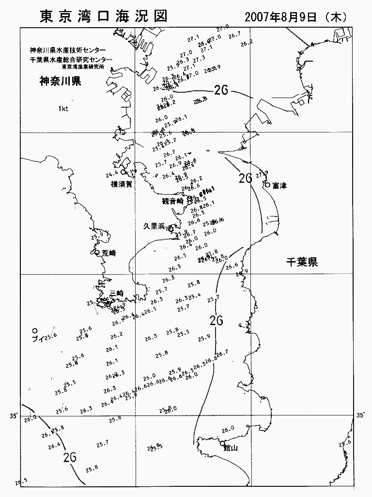 海況図, 東京湾口海況図 検索結果, (水温分布 等を図示)