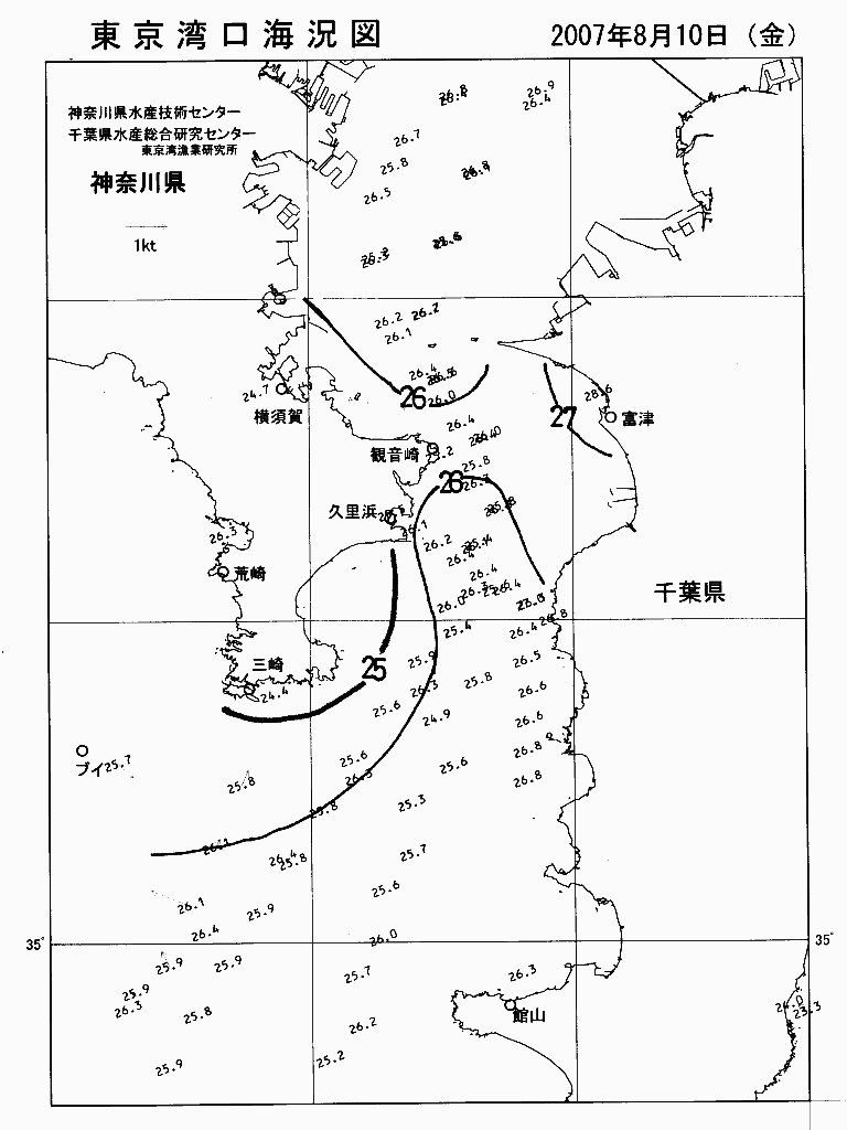 海況図, 東京湾口海況図 検索結果, (水温分布 等を図示)