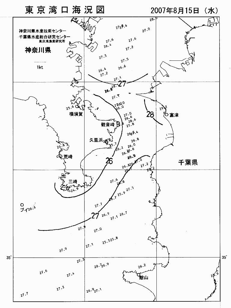 海況図, 東京湾口海況図 検索結果, (水温分布 等を図示)