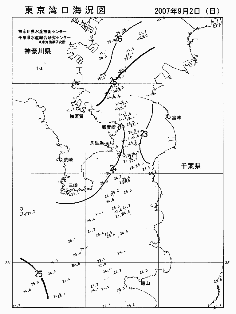 海況図, 東京湾口海況図 検索結果, (水温分布 等を図示)