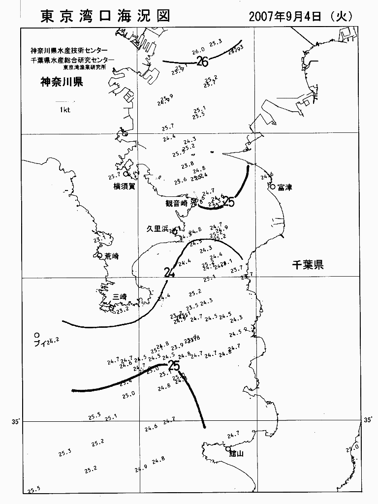 海況図, 東京湾口海況図 検索結果, (水温分布 等を図示)
