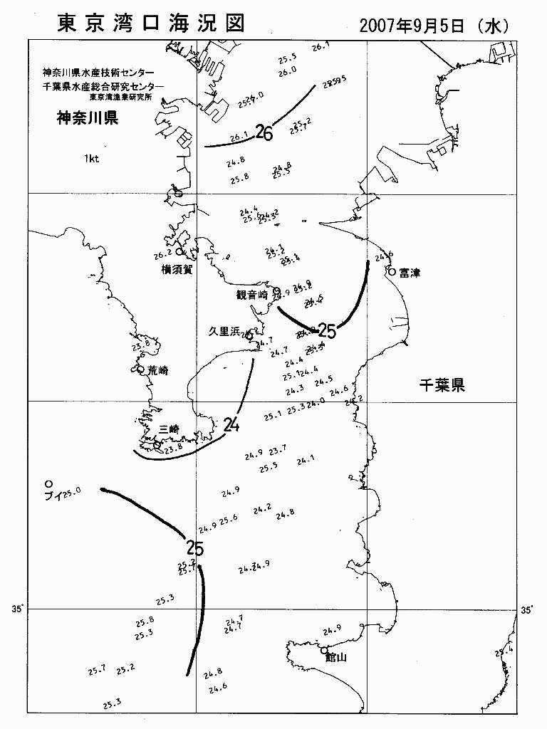 海況図, 東京湾口海況図 検索結果, (水温分布 等を図示)