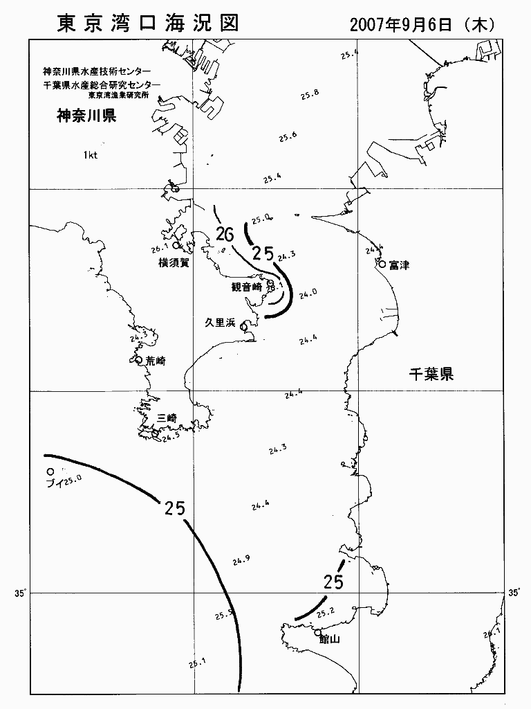 海況図, 東京湾口海況図 検索結果, (水温分布 等を図示)