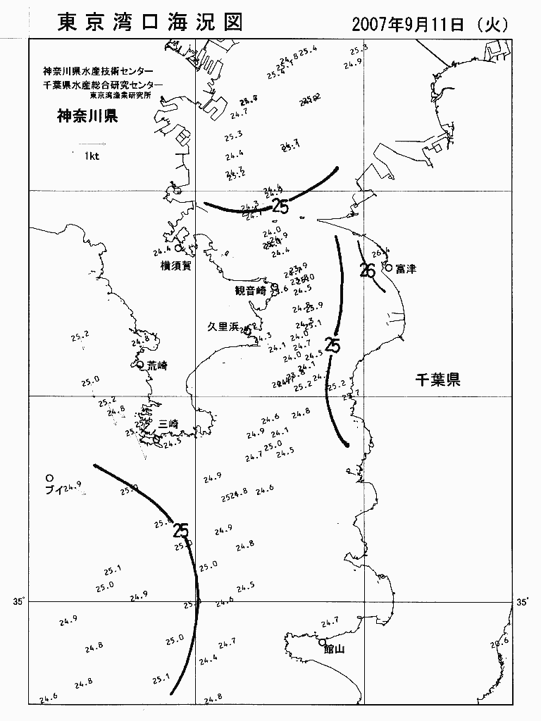 海況図, 東京湾口海況図 検索結果, (水温分布 等を図示)