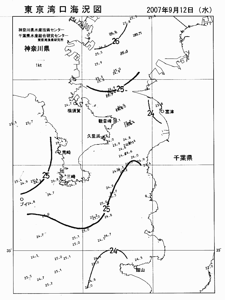 海況図, 東京湾口海況図 検索結果, (水温分布 等を図示)