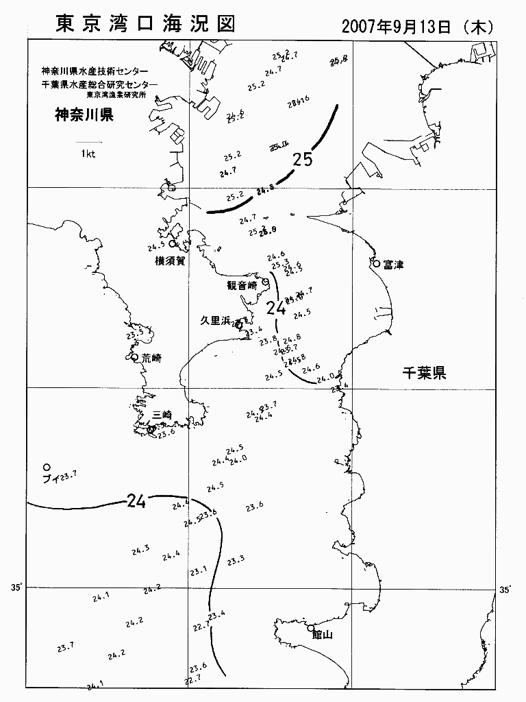 海況図, 東京湾口海況図 検索結果, (水温分布 等を図示)