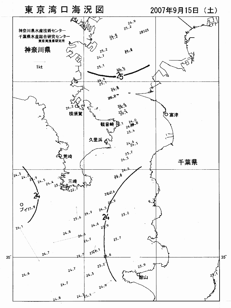 海況図, 東京湾口海況図 検索結果, (水温分布 等を図示)