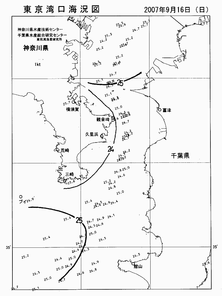 海況図, 東京湾口海況図 検索結果, (水温分布 等を図示)