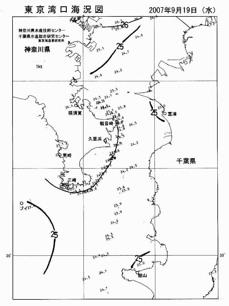 海況図, 東京湾口海況図 検索結果, (水温分布 等を図示)