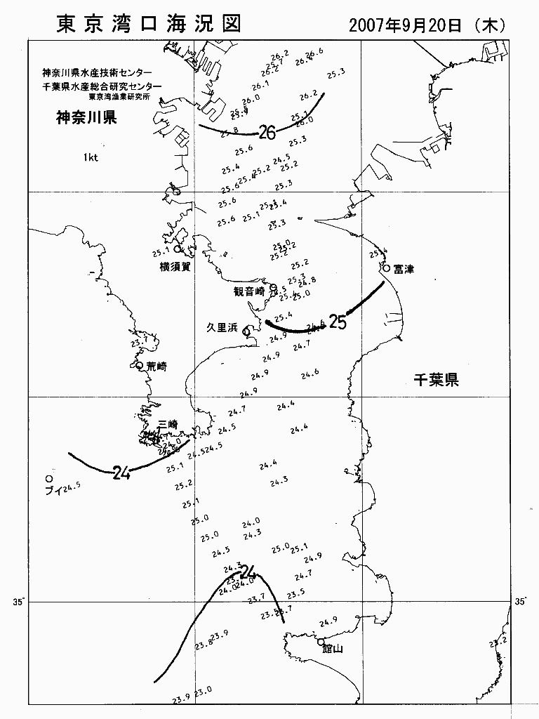 海況図, 東京湾口海況図 検索結果, (水温分布 等を図示)