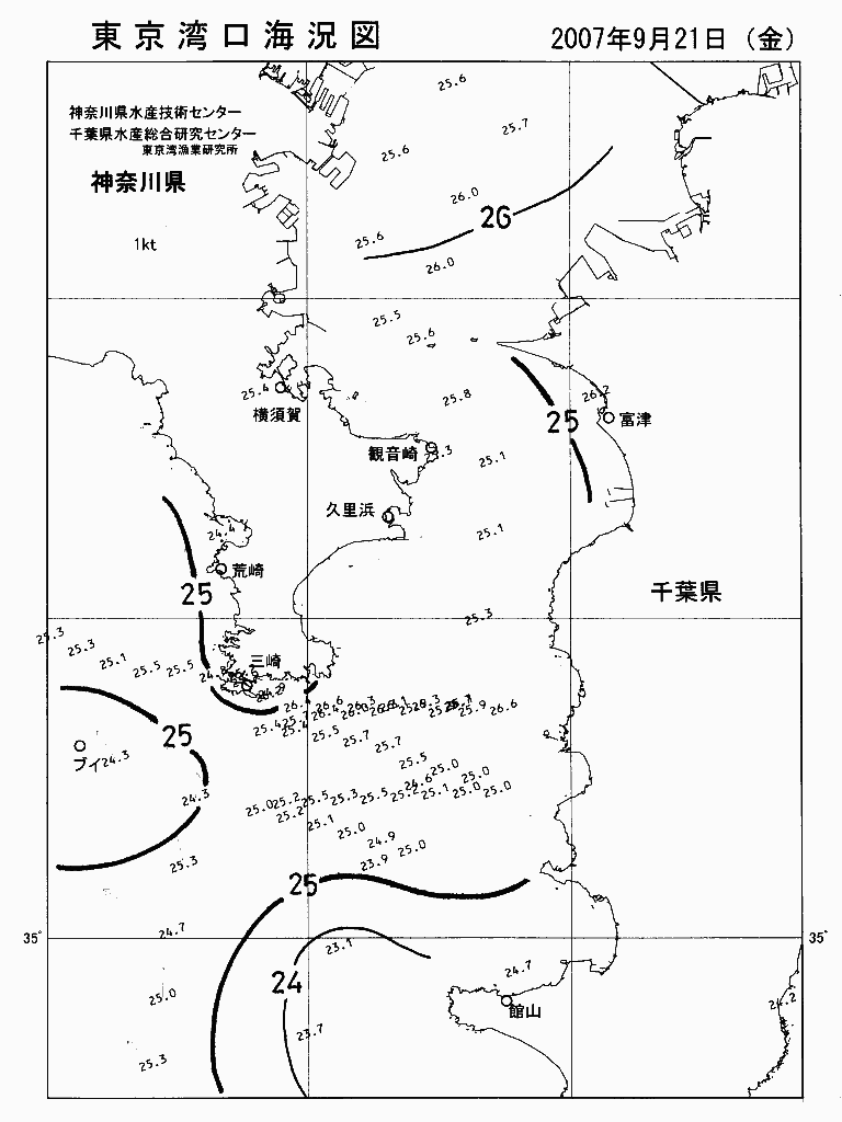 海況図, 東京湾口海況図 検索結果, (水温分布 等を図示)