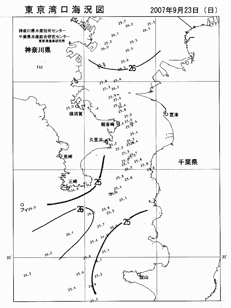 海況図, 東京湾口海況図 検索結果, (水温分布 等を図示)