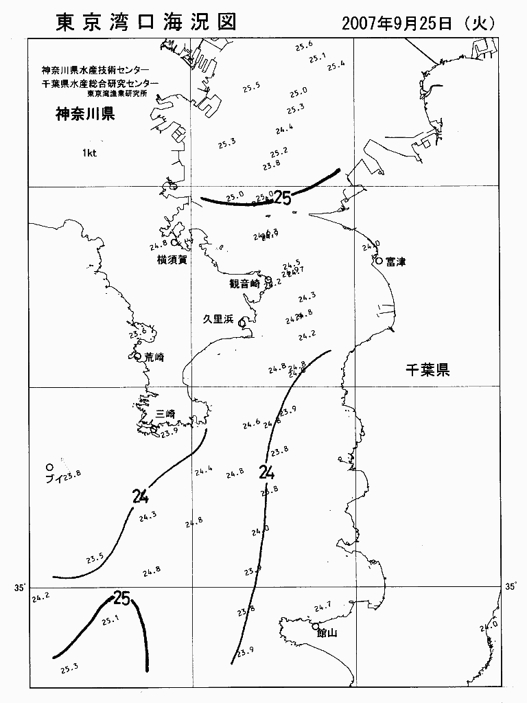 海況図, 東京湾口海況図 検索結果, (水温分布 等を図示)