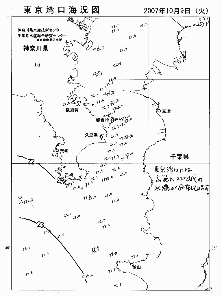 海況図, 東京湾口海況図 検索結果, (水温分布 等を図示)