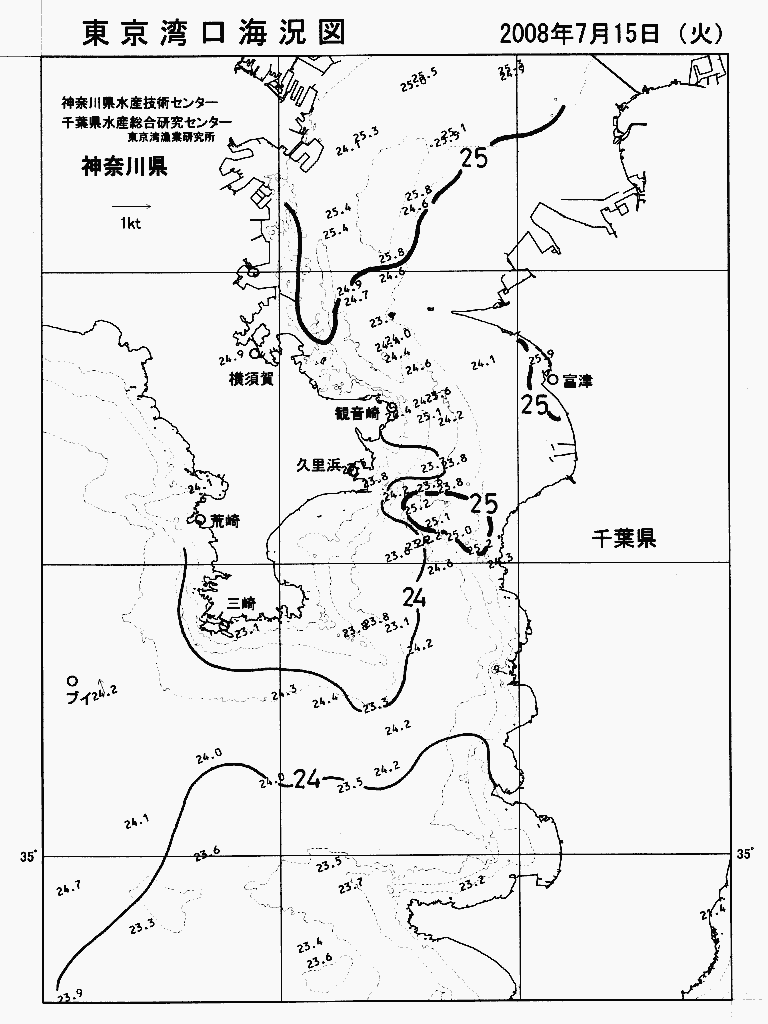 海況図, 東京湾口海況図 検索結果, (水温分布 等を図示)