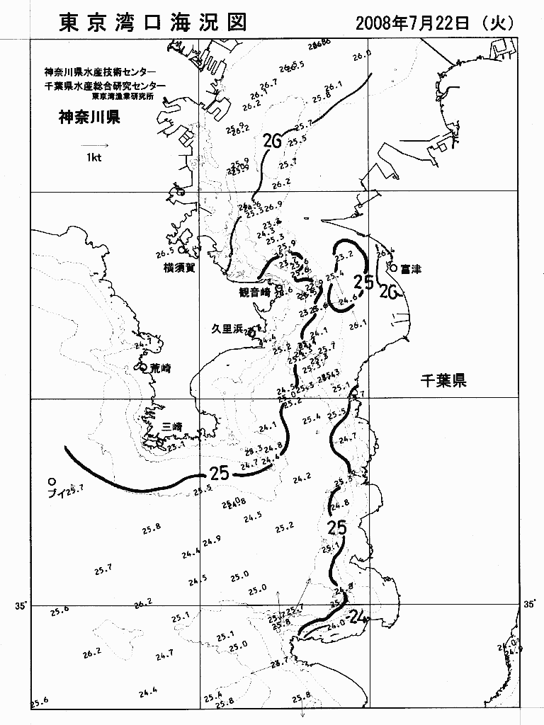 海況図, 東京湾口海況図 検索結果, (水温分布 等を図示)
