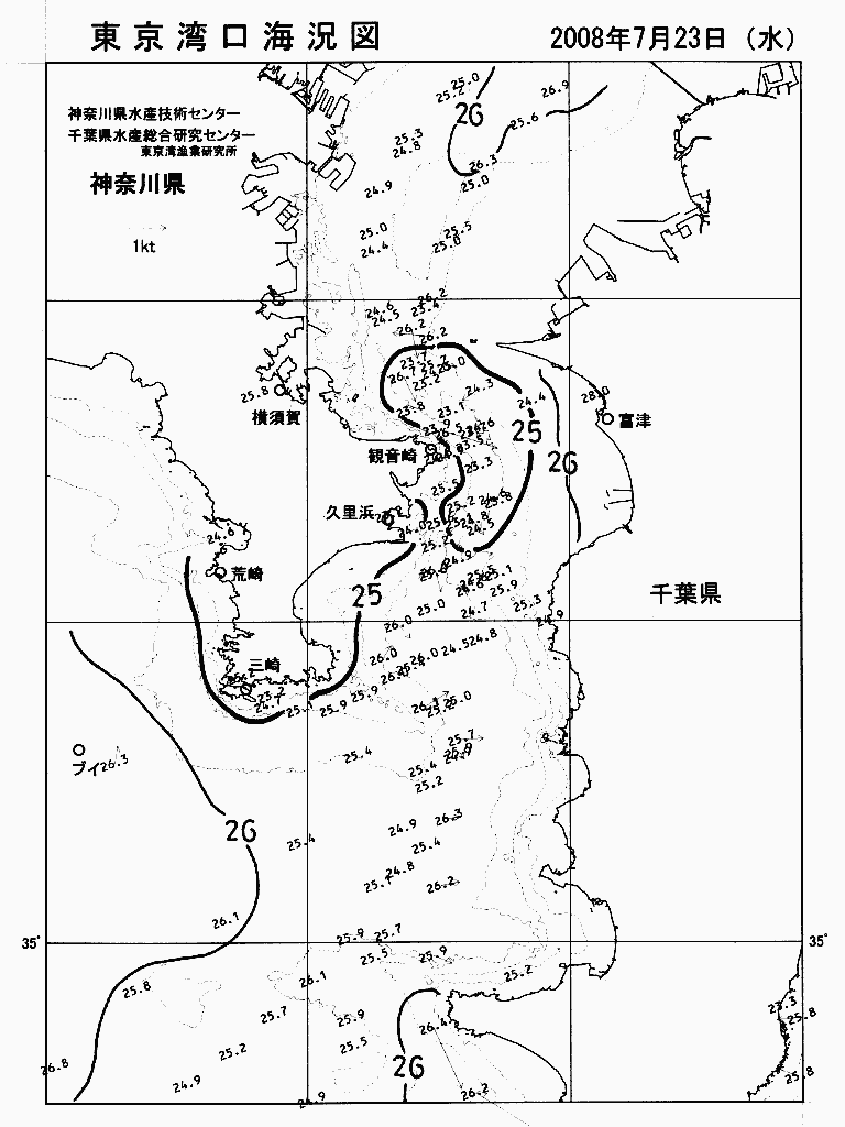 海況図, 東京湾口海況図 検索結果, (水温分布 等を図示)