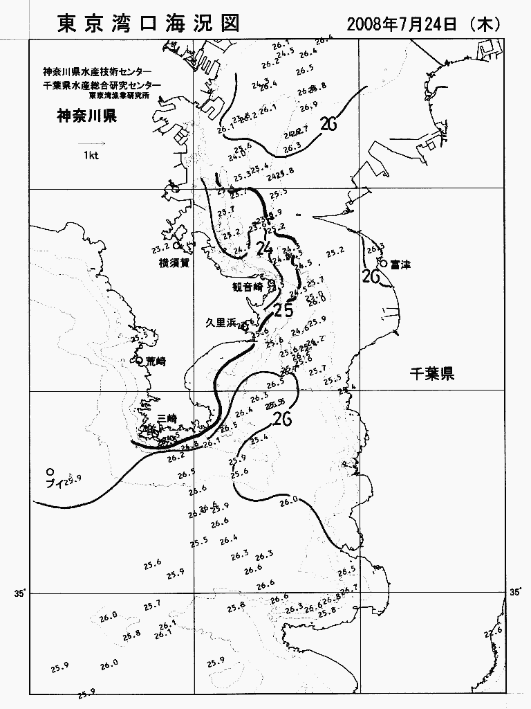 海況図, 東京湾口海況図 検索結果, (水温分布 等を図示)