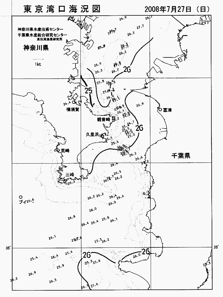 海況図, 東京湾口海況図 検索結果, (水温分布 等を図示)