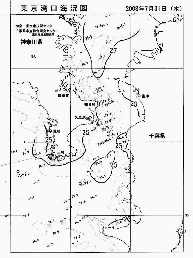 海況図, 東京湾口海況図 検索結果, (水温分布 等を図示)