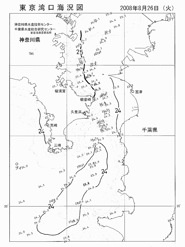 海況図, 東京湾口海況図 検索結果, (水温分布 等を図示)