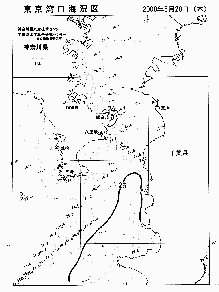 海況図, 東京湾口海況図 検索結果, (水温分布 等を図示)