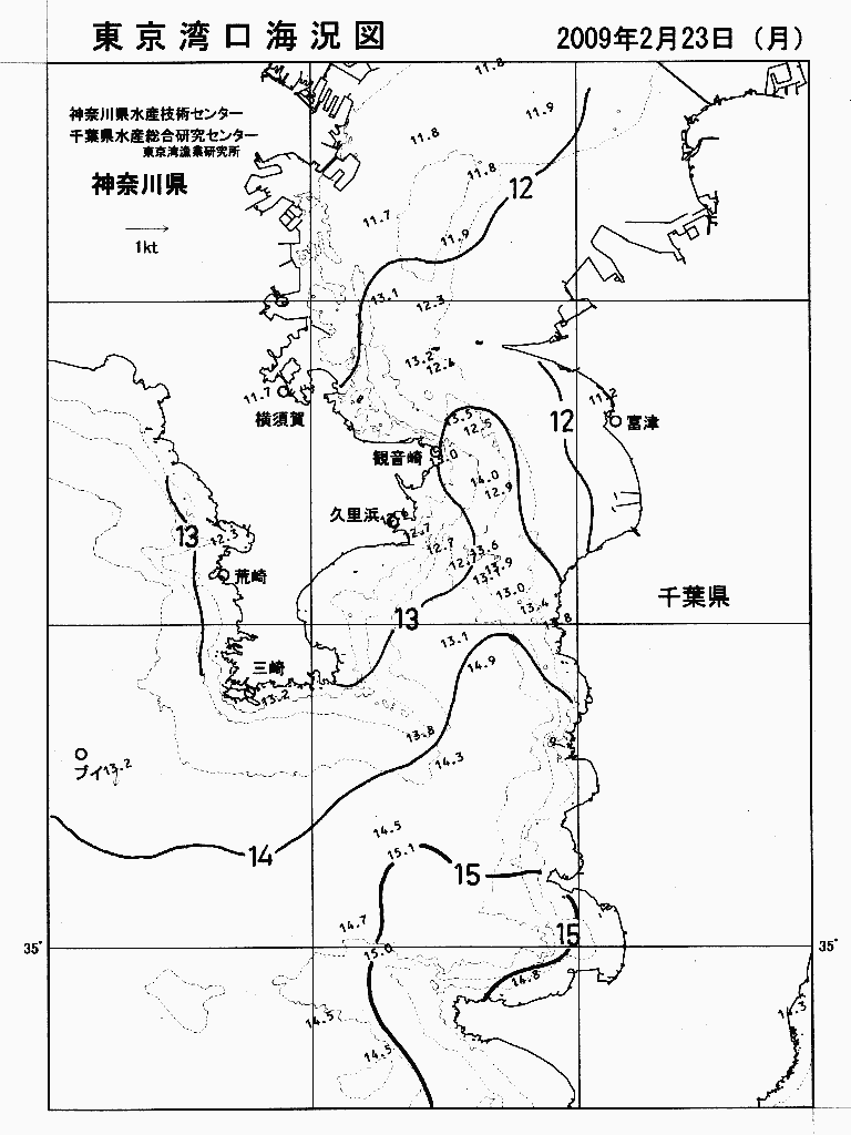海況図, 東京湾口海況図 検索結果, (水温分布 等を図示)