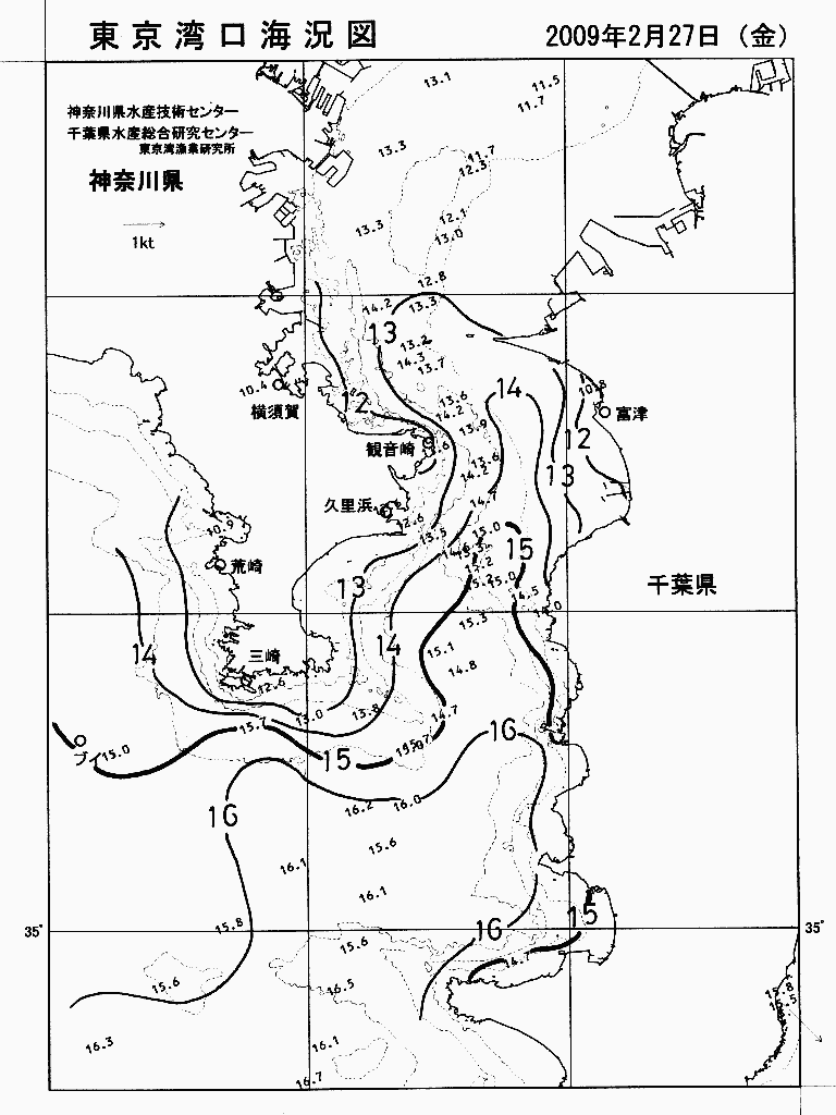 海況図, 東京湾口海況図 検索結果, (水温分布 等を図示)