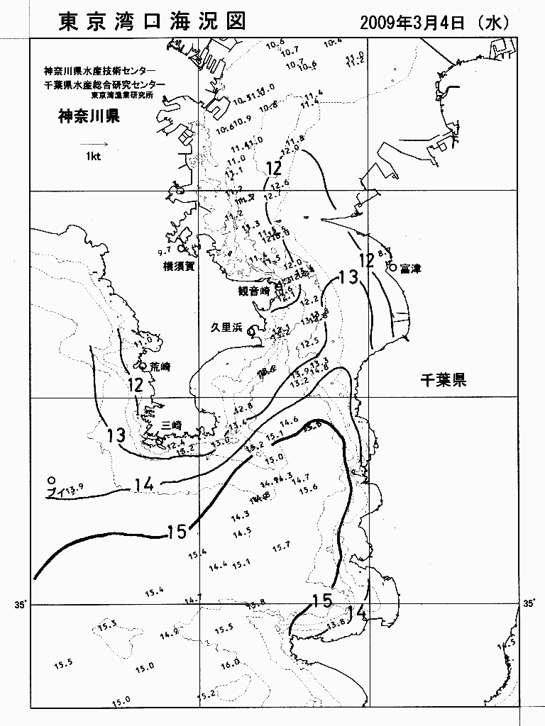 海況図, 東京湾口海況図 検索結果, (水温分布 等を図示)