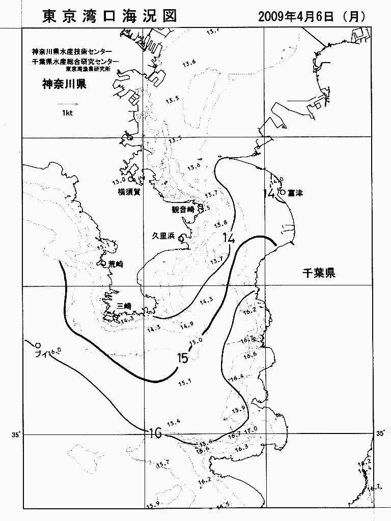 海況図, 東京湾口海況図 検索結果, (水温分布 等を図示)