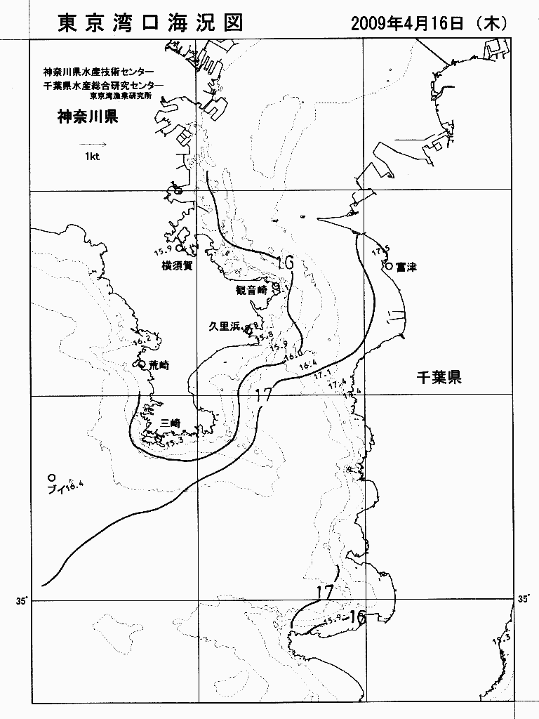 海況図, 東京湾口海況図 検索結果, (水温分布 等を図示)