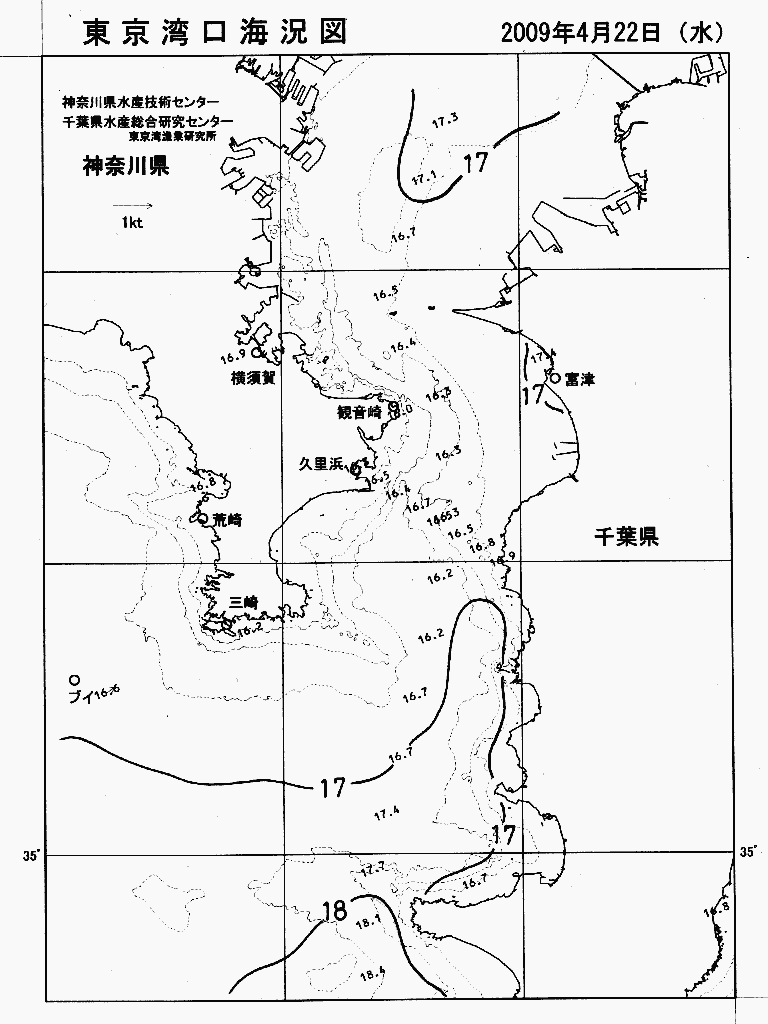 海況図, 東京湾口海況図 検索結果, (水温分布 等を図示)