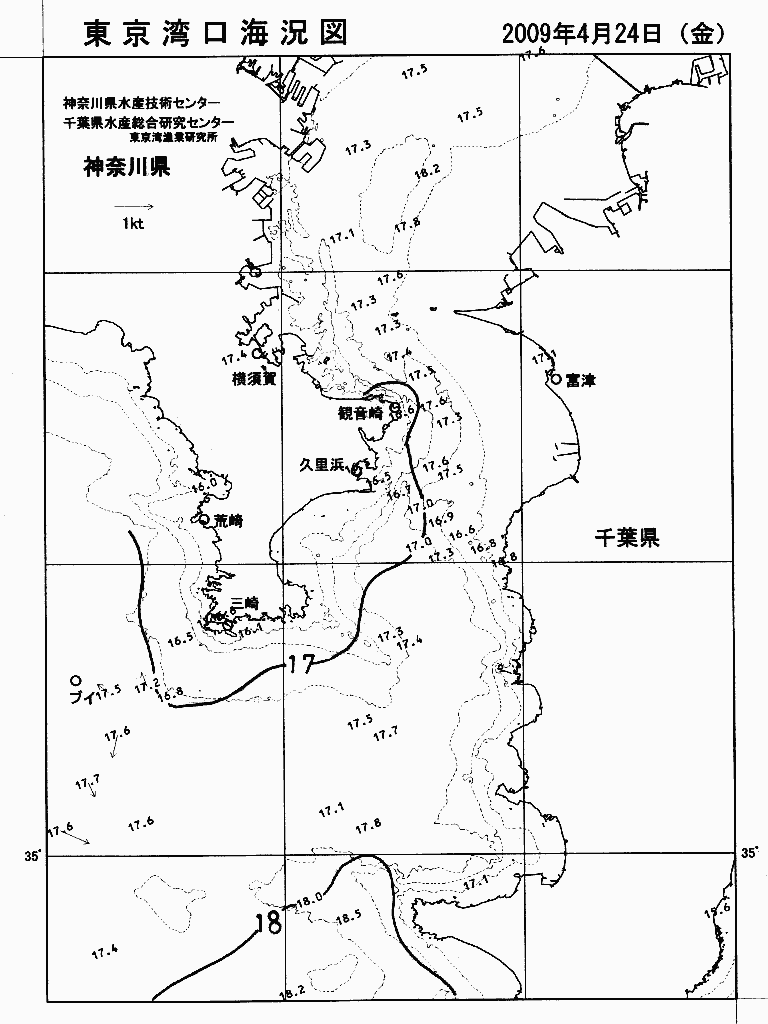 海況図, 東京湾口海況図 検索結果, (水温分布 等を図示)