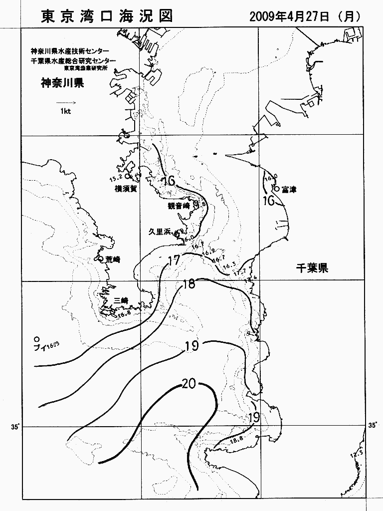 海況図, 東京湾口海況図 検索結果, (水温分布 等を図示)