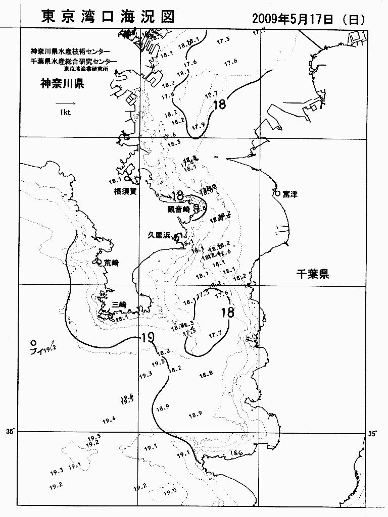 海況図, 東京湾口海況図 検索結果, (水温分布 等を図示)