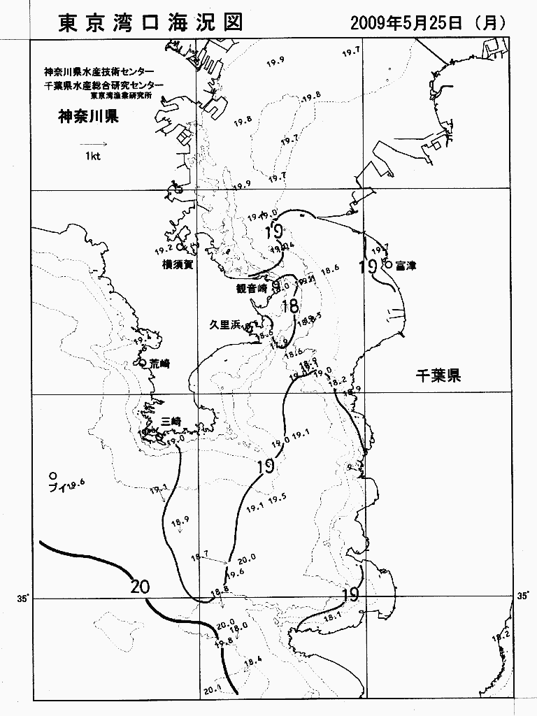 海況図, 東京湾口海況図 検索結果, (水温分布 等を図示)