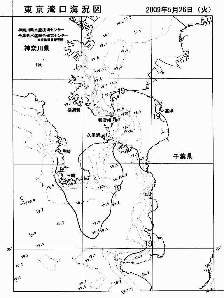 海況図, 東京湾口海況図 検索結果, (水温分布 等を図示)
