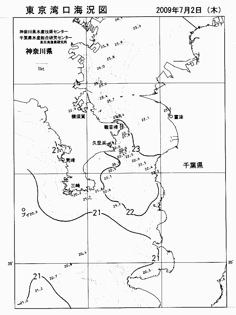 海況図, 東京湾口海況図 検索結果, (水温分布 等を図示)