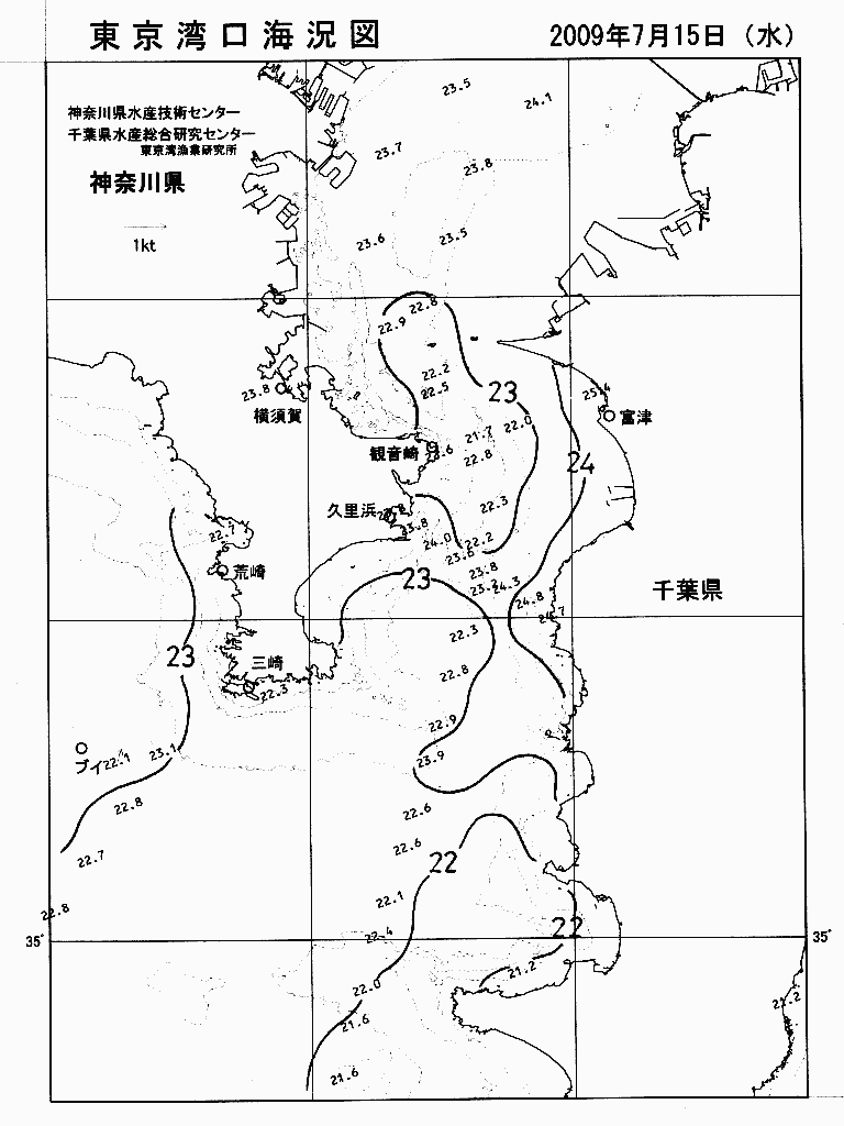 海況図, 東京湾口海況図 検索結果, (水温分布 等を図示)