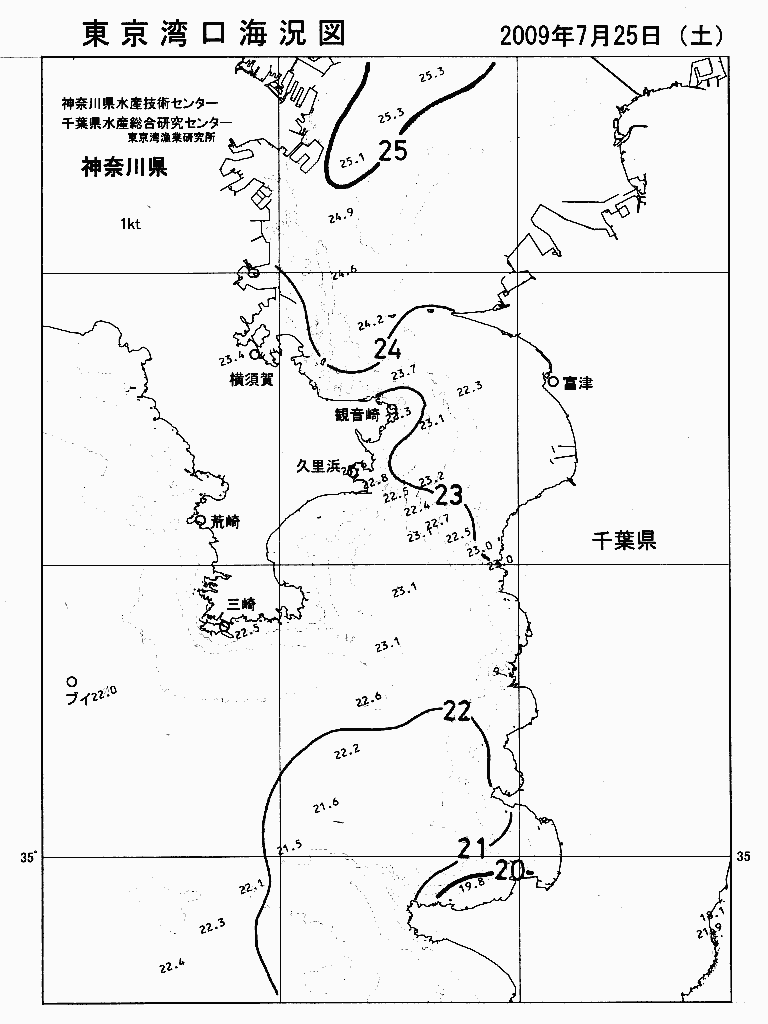 海況図, 東京湾口海況図 検索結果, (水温分布 等を図示)