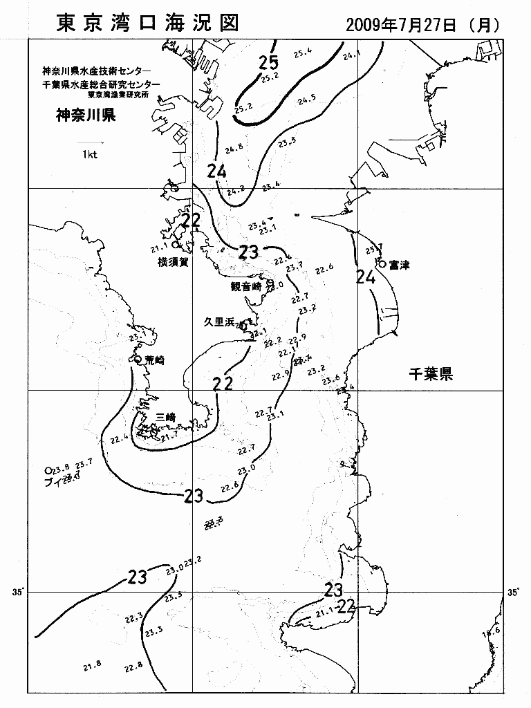 海況図, 東京湾口海況図 検索結果, (水温分布 等を図示)