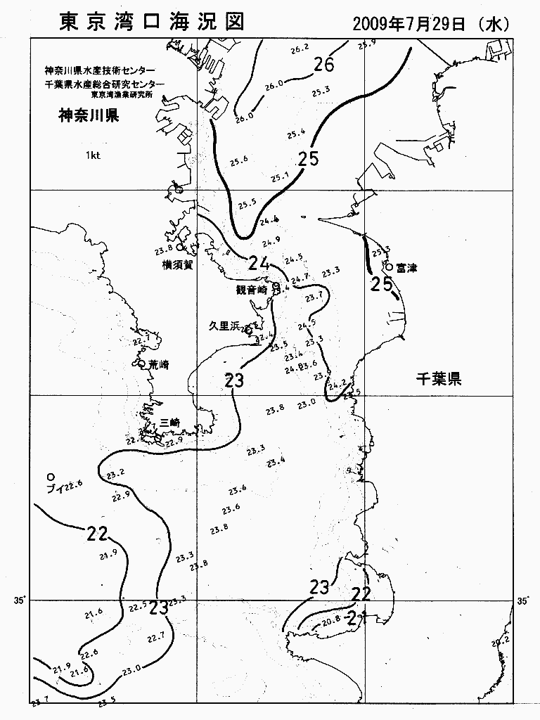 海況図, 東京湾口海況図 検索結果, (水温分布 等を図示)