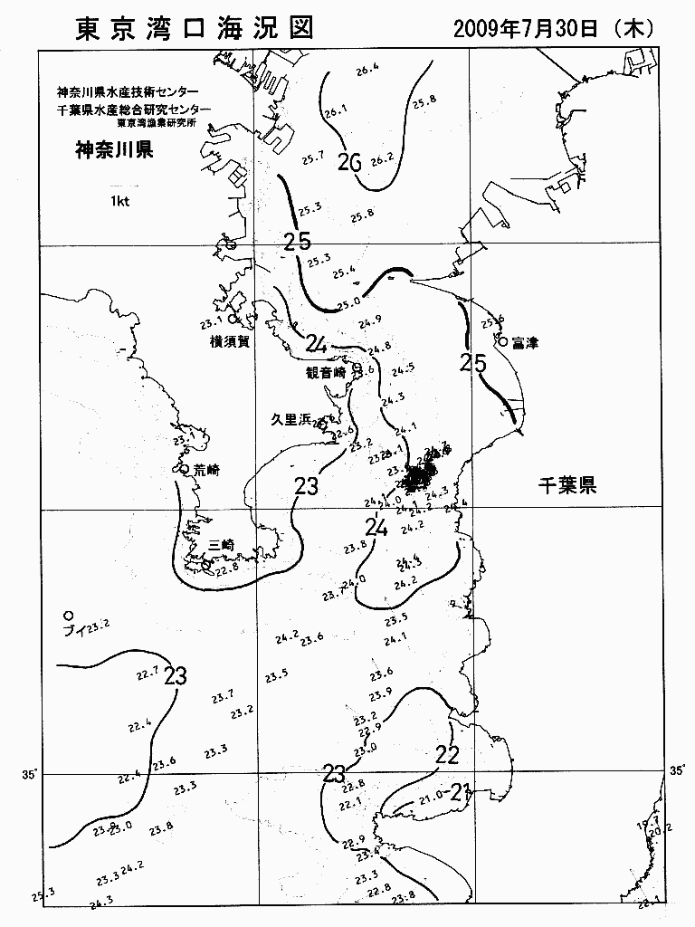 海況図, 東京湾口海況図 検索結果, (水温分布 等を図示)