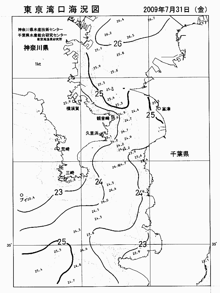 海況図, 東京湾口海況図 検索結果, (水温分布 等を図示)