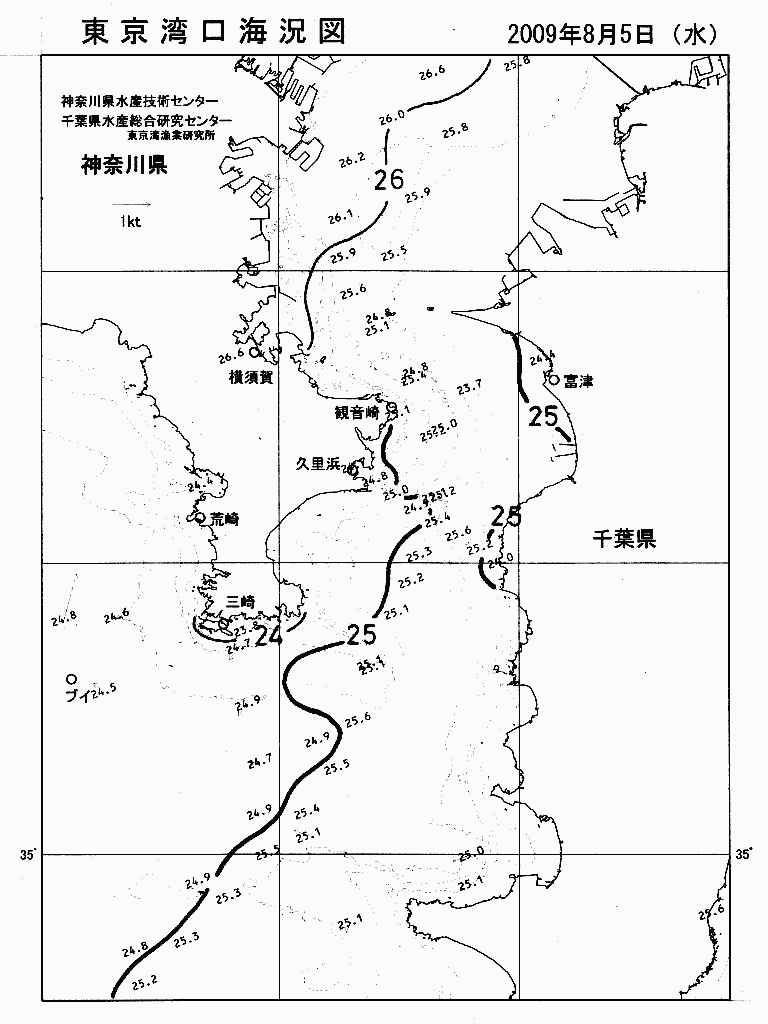 海況図, 東京湾口海況図 検索結果, (水温分布 等を図示)